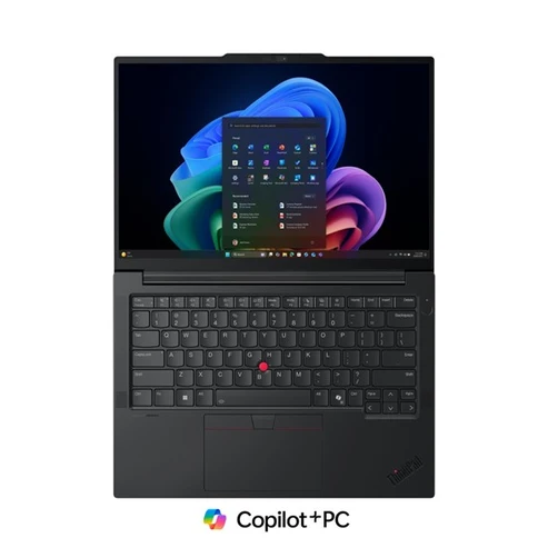 Lenovo ThinkPad E14 Gen 8, top-down view, opened flat