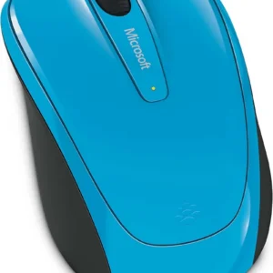 Microsoft Wireless Mobile Mouse 3500, cyan blue, angled view
