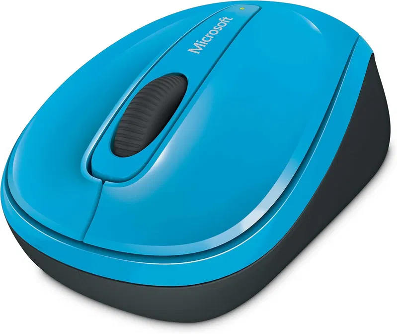 Microsoft Wireless Mobile Mouse 3500, cyan blue, side view