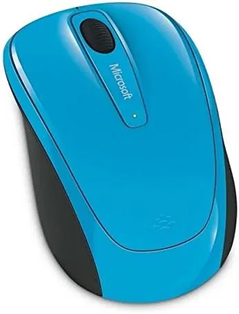 Microsoft Wireless Mobile Mouse 3500, cyan blue, angled top view